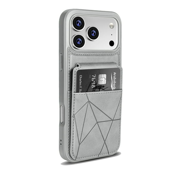 Wallet Case Compatible for iPhone 15, Back Wallet Phone Case with Card Holder, Premium PU Leather TPU Bumper Flip Back Kickstand Lightweight Slim Cover for iPhone 15, Gray