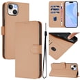 thumbnail image 1 of Wallet Case Compatible with iPhone 15 with Card Slot/Holder,PU Leather Flip Folio Shell [Magnetic Closure][Wrist Strap][Kickstand] Phone Cover Shockproof For iPhone 15,Nude, 1 of 10