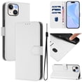 thumbnail image 1 of Wallet Case Compatible with iPhone 15 Plus with Card Slot/Holder,PU Leather Flip Folio Shell [Magnetic Closure][Wrist Strap][Kickstand] Phone Cover Shockproof For iPhone 15 Plus,White, 1 of 11