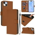 thumbnail image 1 of Wallet Case Compatible for iPhone 15 Plus, PU Leather Magnetic Closure Protective Flip Folio Case with 3 Card Holder and Wrist Strap Cover Women Men,Brown,For iPhone 15 Plus, 1 of 7