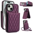 thumbnail image 1 of Wallet Case Compatible for iPhone 15 Plus, Women PU Leather Detachable Crossbody Phone Case with RFID Blocking Card Holder Adjustable Shoulder Strap Shockproof Kickstand Phone Wallet, Darkpurple, 1 of 8