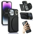 thumbnail image 1 of Wallet Case Compatible with iPhone 15 Pro 360° Rotation Finger Ring Holder RFID Blocking Premium Leather Case with Card Slots Folio Flip PU Durable for Men Women iPhone 15 Pro, Black, 1 of 9