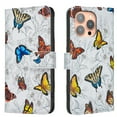 thumbnail image 1 of Wallet Case Compatible with iPhone 15 Pro with Card Holder, Convertible Stand Flowers Case Magnetic for Women and Girls, Butterfly Floral Protective PU Leather Flip Case, Colorful Butterflies, 1 of 5