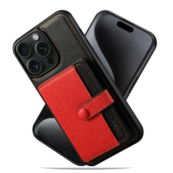 Wallet Case Compatible with iPhone 15 Pro,Magnetic Closure Slim Protective case with Card Holder,RFID Blocking Premium PU Leather Kickstand Card Slots Case For iPhone 15 Pro,Red
