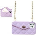 thumbnail image 1 of Wallet Case Compatible with iPhone 15 Pro Max, Cute Light Luxury Bag Design, Purse Flip Card Pouch Cover Soft Silicone Case with Handstrap Long Shoulder Strap (Purple, iPhone 15 Pro Max), 1 of 13