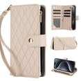 thumbnail image 1 of Wallet Case Compatible with iPhone 15 Pro Max, Premium PU Leather Zipper Flip Folio Wallet RFID Blocking with Wrist Strap & Crossbody Strap Magnetic Closure Kickstand Protective Case, Apricot, 1 of 15