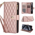 thumbnail image 1 of Wallet Case Compatible with iPhone 15 Pro Max, Premium PU Leather Zipper Flip Folio Wallet RFID Blocking with Wrist Strap & Crossbody Strap Magnetic Closure Kickstand Protective Case, Rosegold, 1 of 15
