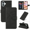 thumbnail image 1 of Wallet Case Compatible with iPhone 16 Plus, Classic Premium PU Leather Shockproof Protective Wrist Strap Kickstand Card Slots Magnetic for Men Women for iPhone 16 Plus, Black, 1 of 10