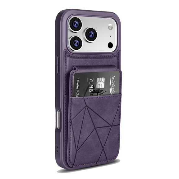 Wallet Case Compatible for iPhone 17, Back Wallet Phone Case with Card Holder, Premium PU Leather TPU Bumper Flip Back Kickstand Lightweight Slim Cover for iPhone 17, Purple