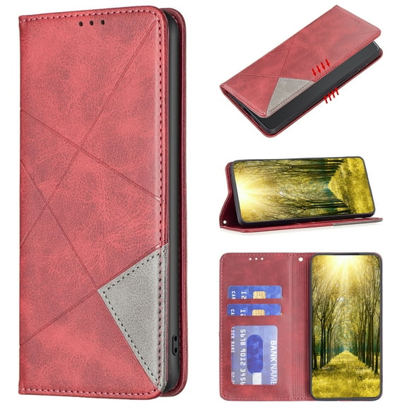Wallet Case Compatible with iPhone 17 Pro,Premium PU Leather Flip Kickstand Folio Purse with RFID Blocking Card Holder,Magnetic Closure TPU Shockproof Interior Protective Cover,Red