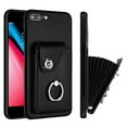 thumbnail image 1 of Wallet Case Compatible for iPhone 8 Plus / iPhone 7 Plus with Card Holder, Rotation Finger Ring Kickstand Card Slots Case, Classic PU Leather Shockproof Magnetic Button Cover, Black, 1 of 6