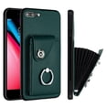 thumbnail image 1 of Wallet Case Compatible for iPhone 8 Plus / iPhone 7 Plus with Card Holder, Rotation Finger Ring Kickstand Card Slots Case, Classic PU Leather Shockproof Magnetic Button Cover, Green, 1 of 6