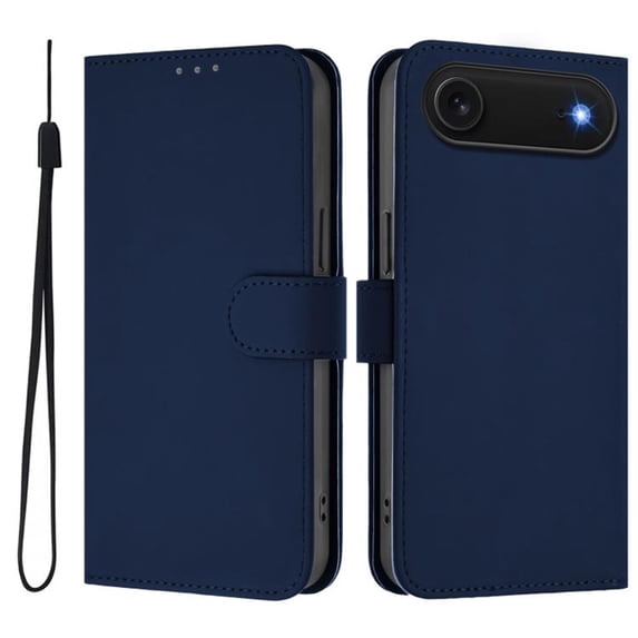 Wallet Case Compatible for iPhone Air, PU Leather Magnetic Closure Protective Flip Folio Case with 3 Card Holder and Wrist Strap Cover Women Men,Navy Blue,For iPhone Air