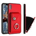 thumbnail image 1 of Wallet Case Compatible for iPhone XS Max with Card Holder, Rotation Finger Ring Kickstand Card Slots Case, Classic PU Leather Shockproof Magnetic Button Cover for iPhone XS Max, Red, 1 of 6