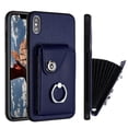 thumbnail image 1 of Wallet Case Compatible for iPhone XS Max with Card Holder, Rotation Finger Ring Kickstand Card Slots Case, Classic PU Leather Shockproof Magnetic Button Cover for iPhone XS Max, Blue, 1 of 6