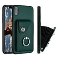 thumbnail image 1 of Wallet Case Compatible for iPhone XS Max with Card Holder, Rotation Finger Ring Kickstand Card Slots Case, Classic PU Leather Shockproof Magnetic Button Cover for iPhone XS Max, Green, 1 of 6