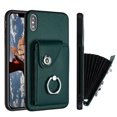thumbnail image 1 of Wallet Case Compatible for iPhone XS / iPhone X with Card Holder, Rotation Finger Ring Kickstand Card Slots Case, Classic PU Leather Shockproof Magnetic Button Cover for iPhone XS / iPhone X, Green, 1 of 6