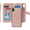 thumbnail image 1 of Wallet Case Compatible with iPhone Xs/X,[6 Card Slots] [Wrist Strap] [Stand Feature] Detachable 2 in 1 Magnetic Zipper Leather Slim Cover Case for iPhone Xs,5.8 inch Rosegold, 1 of 18