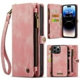 thumbnail image 1 of Wallet Case Compatible with iPhone 14 Pro, Premium PU Leather Zipper Flip RFID Blocking Wallet with Wrist Strap Magnetic Closure Protective Case, 1 of 6