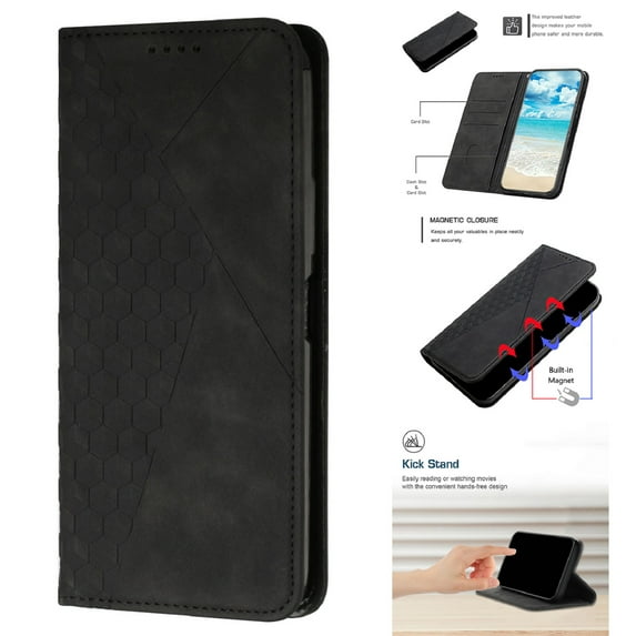 Wallet Case with Credit Card Holder for Motorola Moto G (2023) Skin-Feeling Premium PU Leather Flip Case, Kickstand Strong Magnetic Clasp Full Body Shockproof Cover, Black