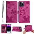 thumbnail image 1 of Wallet Case Designed for Apple iPhone 15 Pro Max - 6.7 inch for Women,Flip Folio Cover with Butterfly Embossed PU Leather Kickstand Credit Card Holder Slots Magnetic Wrist Strap Phone Case, Rose, 1 of 13