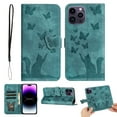 thumbnail image 1 of Wallet Case Designed for Apple iPhone 15 Pro Max - 6.7 inch for Women,Flip Folio Cover with Butterfly Embossed PU Leather Kickstand Credit Card Holder Slots Magnetic Wrist Strap Phone Case, Green, 1 of 13