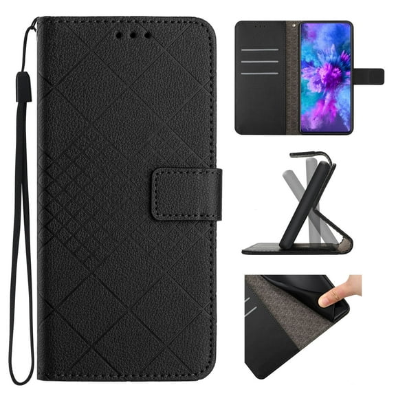 Wallet Case Designed for Motorola Moto G Stylus 5G 2025, PU Leather Flip case Cover [Stand Feature] with Wrist Strap and [3-Slots] ID & Credit Cards Pocket for Moto G Stylus 5G 2025, Black