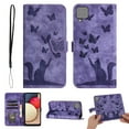 thumbnail image 1 of Wallet Case Designed for Samsung Galaxy A12 5G for Women,Flip Folio Cover with Butterfly Embossed PU Leather Kickstand Credit Card Holder Slots Magnetic Wrist Strap Phone Case, Purple, 1 of 13