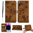 thumbnail image 1 of Wallet Case Designed for Samsung Galaxy A13 4G for Women,Flip Folio Cover with Butterfly Embossed PU Leather Kickstand Credit Card Holder Slots Magnetic Wrist Strap Phone Case, Brown, 1 of 13