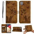 thumbnail image 1 of Wallet Case Designed for Samsung Galaxy A42 5G for Women,Flip Folio Cover with Butterfly Embossed PU Leather Kickstand Credit Card Holder Slots Magnetic Wrist Strap Phone Case, Brown, 1 of 13