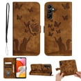 thumbnail image 1 of Wallet Case Designed for Samsung Galaxy A54 5G for Women,Flip Folio Cover with Butterfly Embossed PU Leather Kickstand Credit Card Holder Slots Magnetic Wrist Strap Phone Case, Brown, 1 of 12