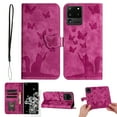 thumbnail image 1 of Wallet Case Designed for Samsung Galaxy S20 Ultra for Women,Flip Folio Cover with Butterfly Embossed PU Leather Kickstand Credit Card Holder Slots Magnetic Wrist Strap Phone Case, Rose, 1 of 13