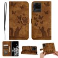 thumbnail image 1 of Wallet Case Designed for Samsung Galaxy S20 Ultra for Women,Flip Folio Cover with Butterfly Embossed PU Leather Kickstand Credit Card Holder Slots Magnetic Wrist Strap Phone Case, Brown, 1 of 13