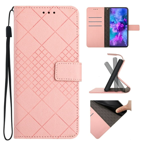 Wallet Case Designed for Samsung Galaxy S23 FE, PU Leather Flip case Cover [Stand Feature] with Wrist Strap and [3-Slots] ID & Credit Cards Pocket for Samsung Galaxy S23 FE, Pink