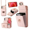 thumbnail image 1 of Wallet Case Designed for iPhone 11, with 6 Card Holder Slots RFID Blocking Shoulder Wallet Case Crossbody Strap Shockproof Leather Kickstand Phone Case For iPhone 11, Pink, 1 of 11