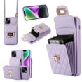 thumbnail image 1 of Wallet Case Designed for iPhone 13, with 6 Card Holder Slots RFID Blocking Shoulder Wallet Case Crossbody Strap Shockproof Leather Kickstand Phone Case For iPhone 13, Purple, 1 of 11