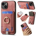 thumbnail image 1 of Wallet Case Designed for iPhone 14 Plus with Detachable Card Holder, 360° Rotation Finger Ring Kickstand Case, Magnetic Vintage PU Leather Cover Compatible with MagSafe Shockproof Case, Pink, 1 of 10