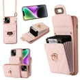 thumbnail image 1 of Wallet Case Designed for iPhone 15, with 6 Card Holder Slots RFID Blocking Shoulder Wallet Case Crossbody Strap Shockproof Leather Kickstand Phone Case For iPhone 15, Pink, 1 of 11