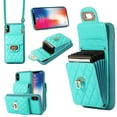 thumbnail image 1 of Wallet Case Designed for iPhone XS, iPhone X, with 6 Card Holder Slots RFID Blocking Shoulder Wallet Case Crossbody Strap Shockproof Leather Kickstand Phone Case For iPhone X/XS, Green, 1 of 11