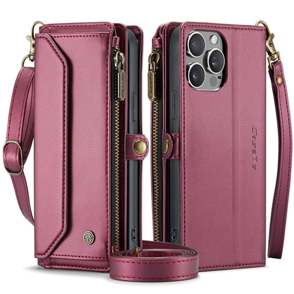 Wallet Case | Flip Cover with Zipper Closure | Multi-Function Phone Case with Card Slots & Cash Pocket | TPU Protective Case | Magnetic Lanyard Design | Available in 5 Colors