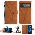 thumbnail image 1 of Wallet Case For Google Pixel 6 Pro, RFID Blocking Magnetic Flip Case with Card Slots Holder Kickstand Wrist Strap, PU Leather Folio Shockproof Protective Cover For Google Pixel 6 Pro, Brown, 1 of 9