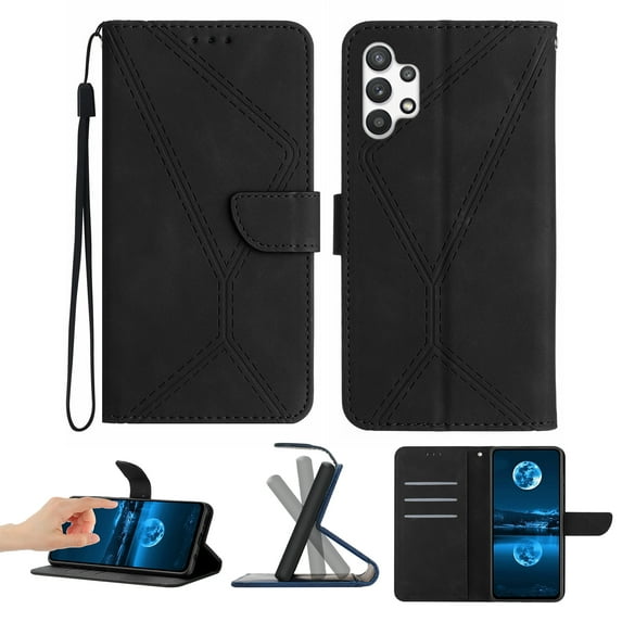 Wallet Case For Samsung A13 4G, RFID Blocking Magnetic Flip Case with Card Slots Holder Kickstand Wrist Strap, PU Leather Folio Shockproof Protective Cover For Samsung Galaxy A13 4G, Black