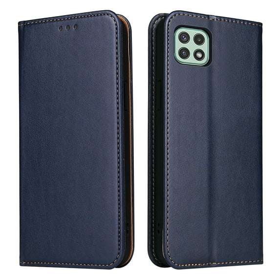 Wallet Case For Samsung A22 5G, Case Wallet-High Quality Leather Magnetic Closure Case-RFID Blocking Card Holders-Shockproof TPU Shell Folio Cover Women Men For Samsung Galaxy A22 5G, Blue