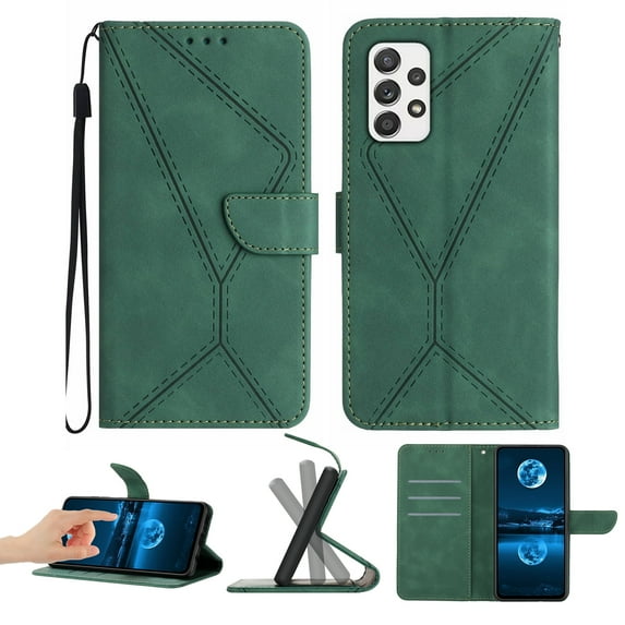 Wallet Case For Samsung A23 5G, RFID Blocking Magnetic Flip Case with Card Slots Holder Kickstand Wrist Strap, PU Leather Folio Shockproof Protective Cover For Samsung Galaxy A23 5G, Green
