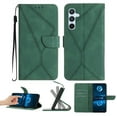 thumbnail image 1 of Wallet Case For Samsung A35, RFID Blocking Magnetic Flip Case with Card Slots Holder Kickstand Wrist Strap, PU Leather Folio Shockproof Protective Cover For Samsung Galaxy A35, Green, 1 of 9