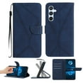 thumbnail image 1 of Wallet Case For Samsung A54 5G, Premium PU Leather Flip Magnetic Closure [Kickstand][Wrist Strap][Card Holder Slots] Credit ID Card Slot with Wrist Strap Design For Samsung Galaxy A54 5G, Darkblue, 1 of 9