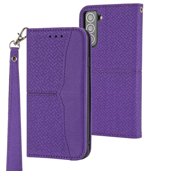 Wallet Case For Samsung Galaxy S21 FE,Shockproof Leather Folio Flip Kickstand Magnetic Closure Card Cash Pocket Case Cover For Samsung Galaxy S21 FE,Purple