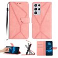 thumbnail image 1 of Wallet Case For Samsung Galaxy S21 Ultra, RFID Blocking Magnetic Flip Case with Card Slots Holder Kickstand Wrist Strap, PU Leather Folio Shockproof Protective Cover, Pink, 1 of 9