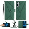 thumbnail image 1 of Wallet Case For Samsung S21, RFID Blocking Magnetic Flip Case with Card Slots Holder Kickstand Wrist Strap, PU Leather Folio Shockproof Protective Cover For Samsung Galaxy S21, Green, 1 of 9