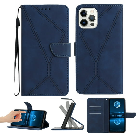 Wallet Case For iPhone 11 Pro Max, RFID Blocking Magnetic Flip Case with Card Slots Holder Kickstand Wrist Strap, PU Leather Folio Shockproof Protective Cover For iPhone 11 Pro Max, Darkblue